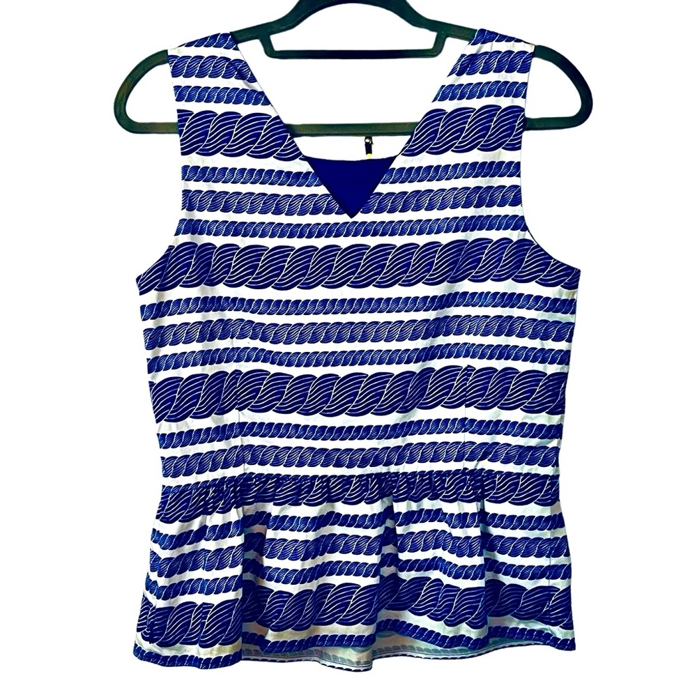 Vineyard Vines Peplum Top Size 6 Nautical Blue and White